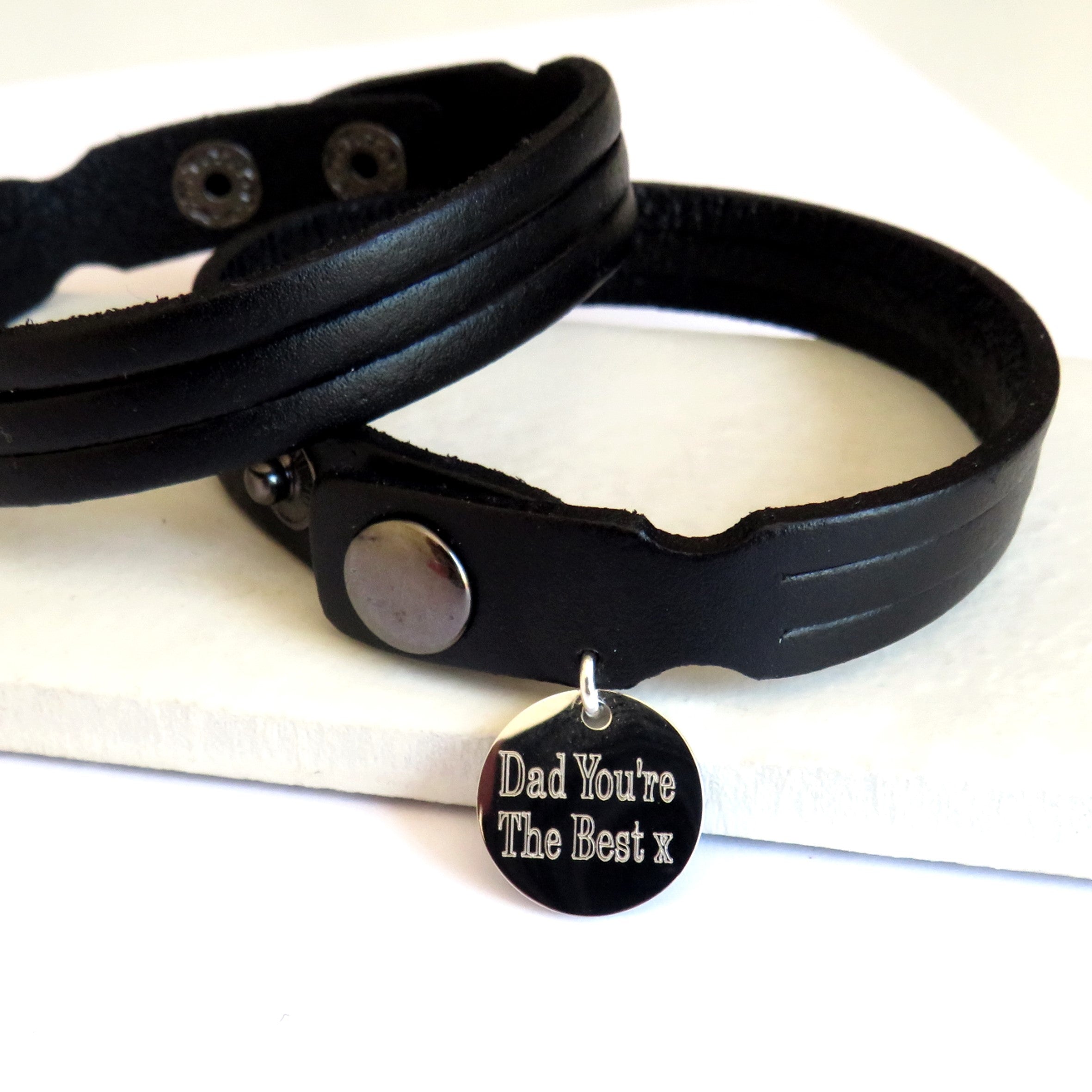 Personalised Men's Leather Trio Bracelet