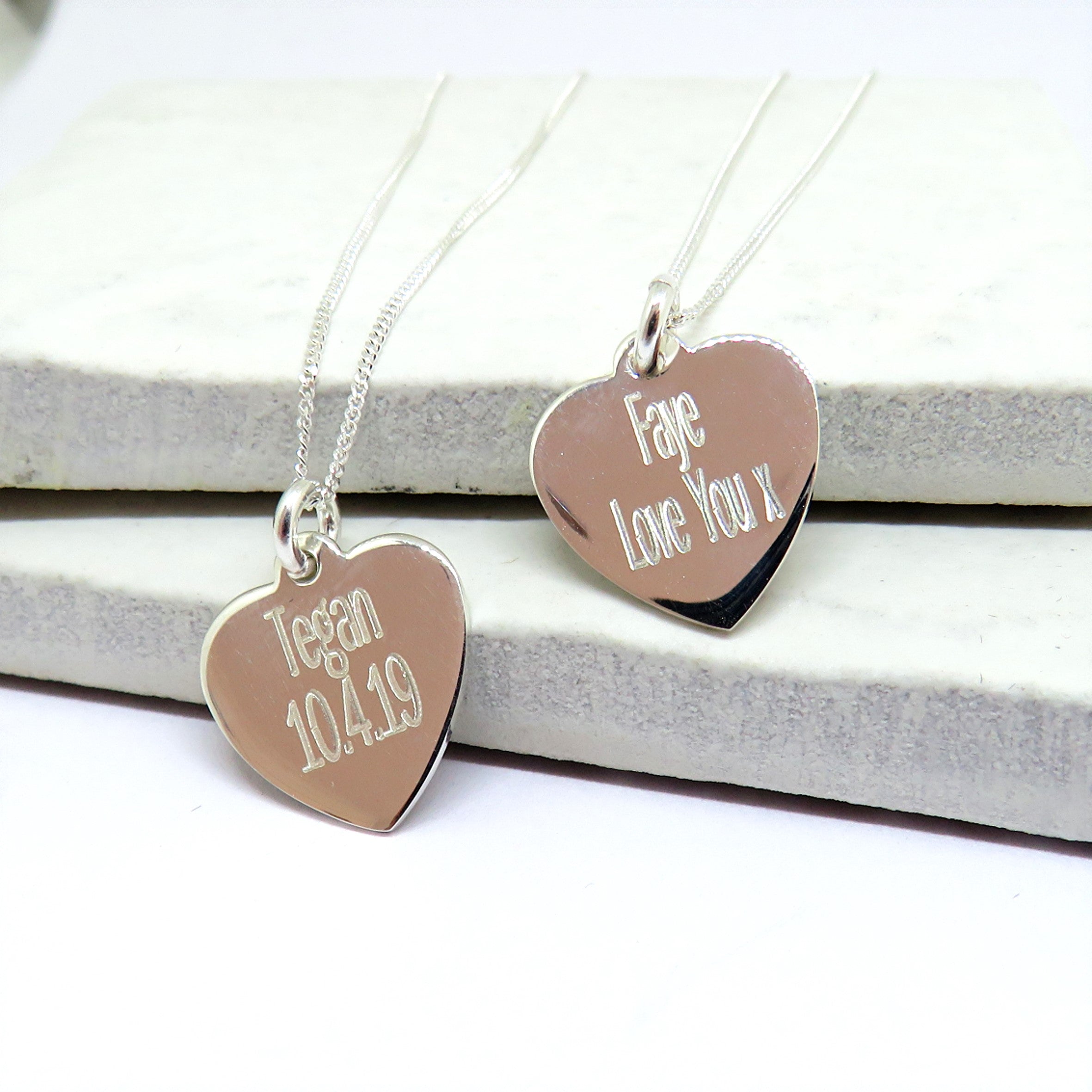 Personalised Sterling Silver Heart Necklace