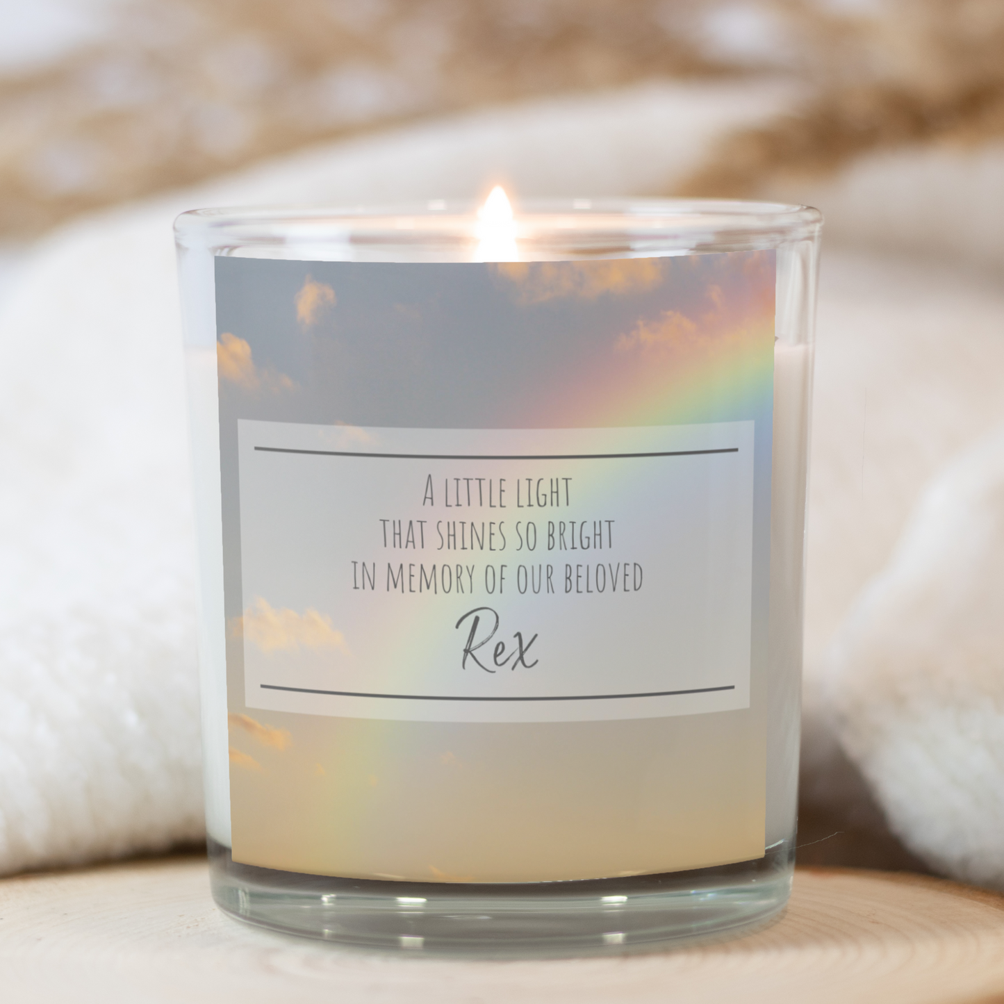 Personalised Rainbow In Memory Glass Jar Candle