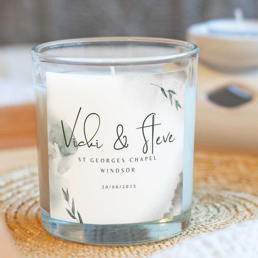 Personalised Green Wedding Day Candle