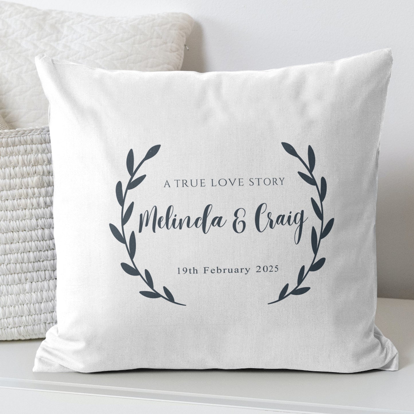 Personalised A True Love Story Wedding Cushion