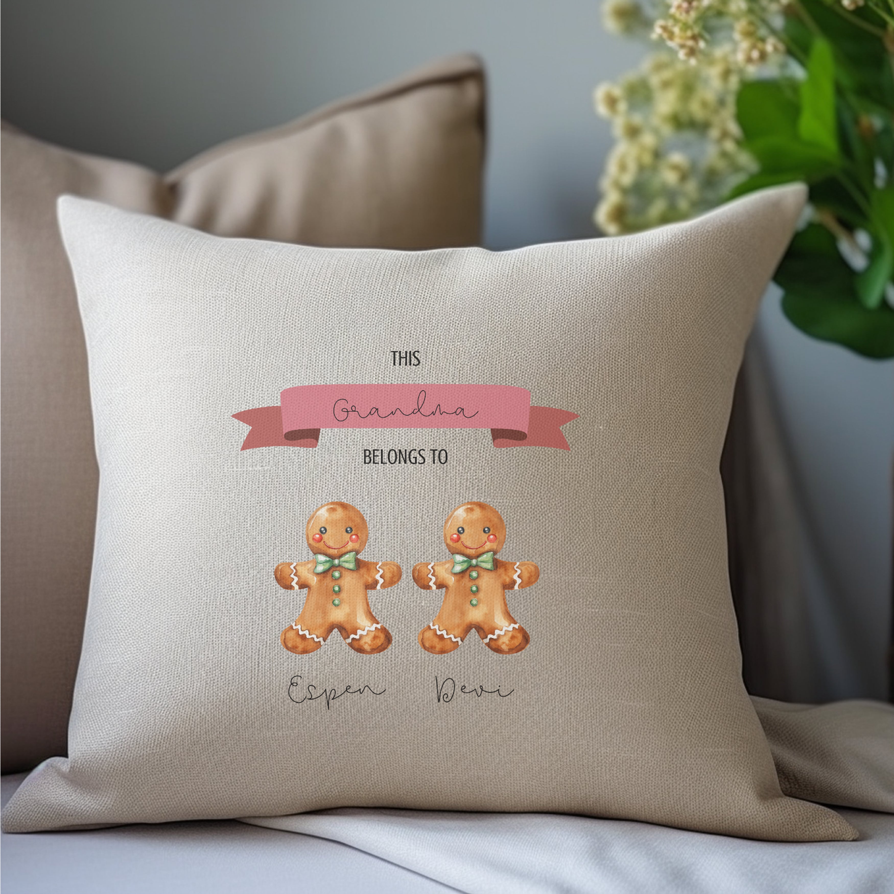 Personalised Christmas Gingerbread Man Cushion