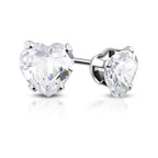 Cubic Zirconia Heart Stud Earrings - Hypoallergenic