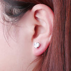 Cubic Zirconia Heart Stud Earrings - Hypoallergenic