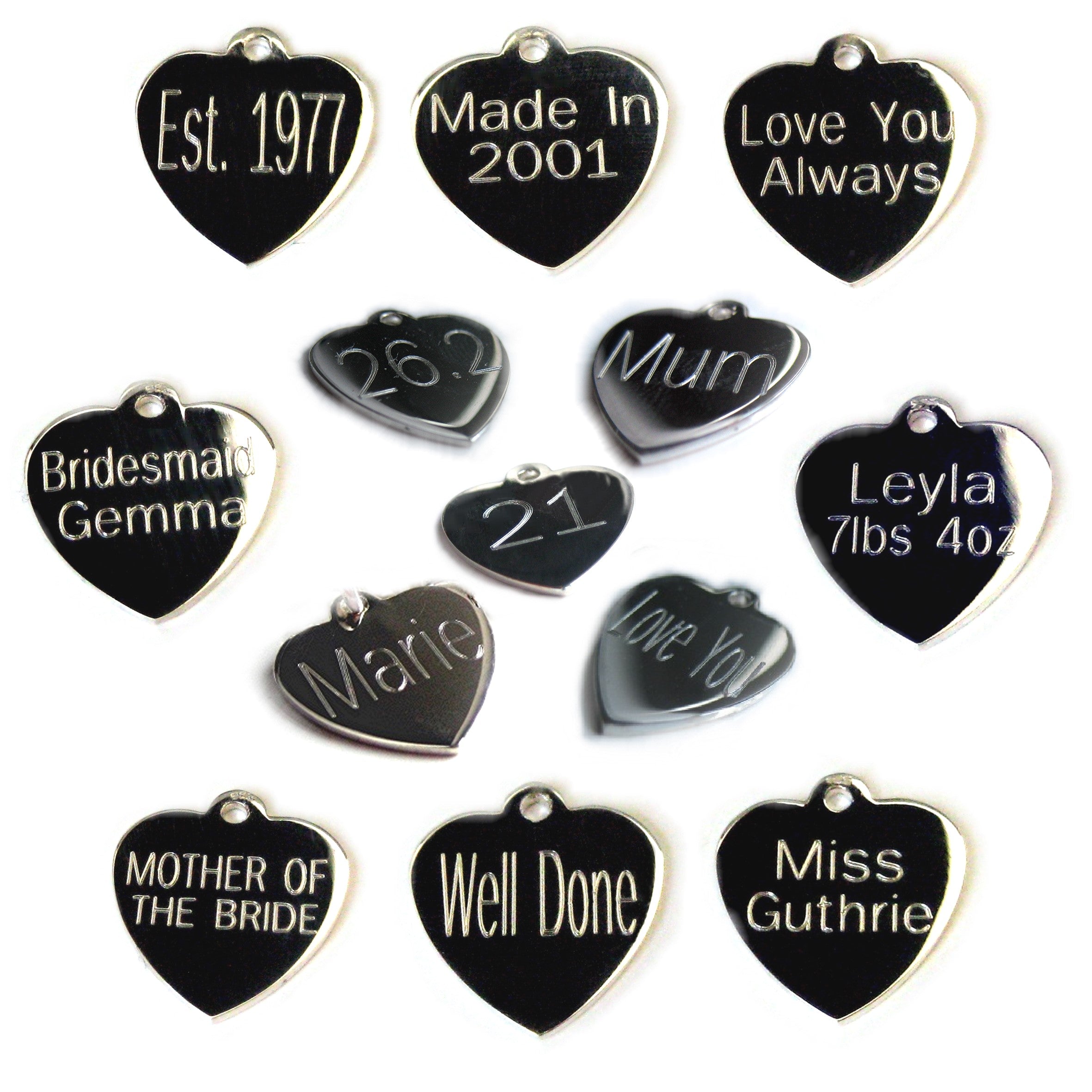 Personalised Sterling Silver Heart Charm Necklace