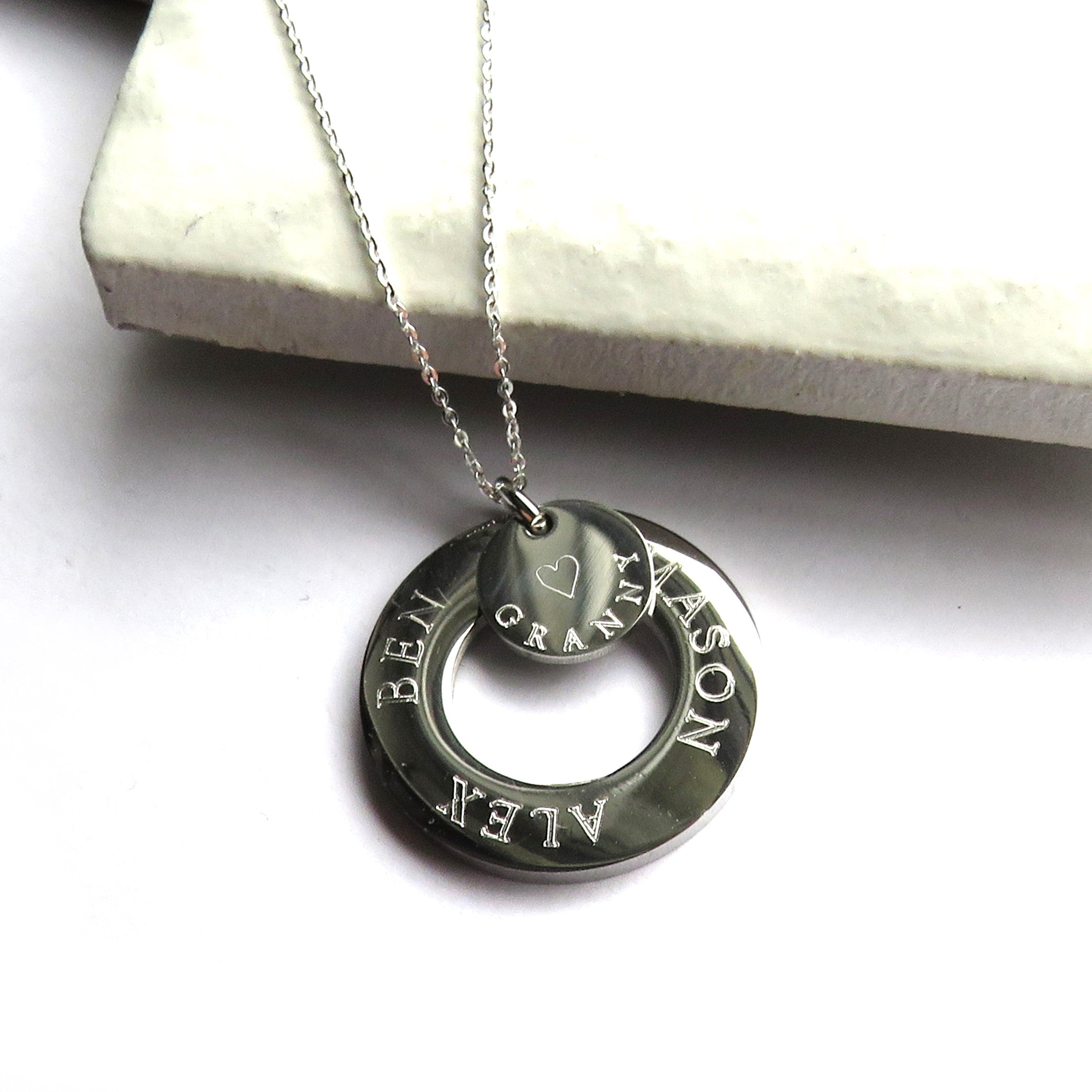 Personalised Infinity and Mini Disc Necklace | Family Names