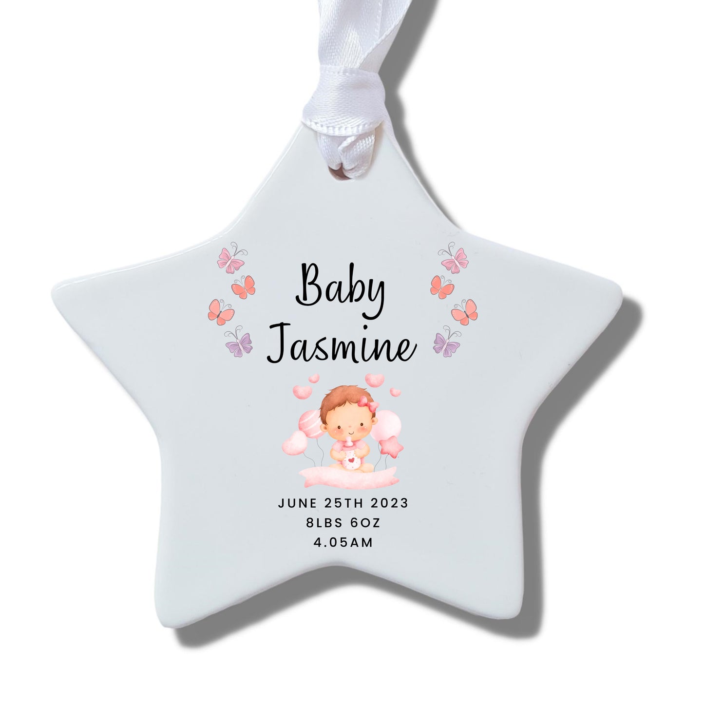 Personalised Pastel Baby Girl Ceramic Decoration